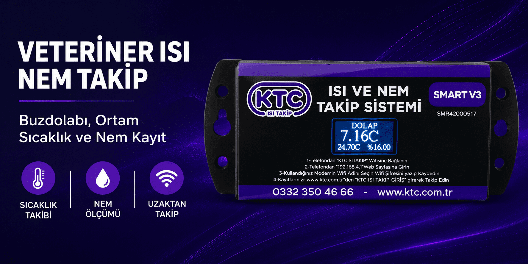 Veteriner Isı Nem Takip Cihazı (Buzdolabı, Ortam Sıcaklık ve Nem Kayıt)